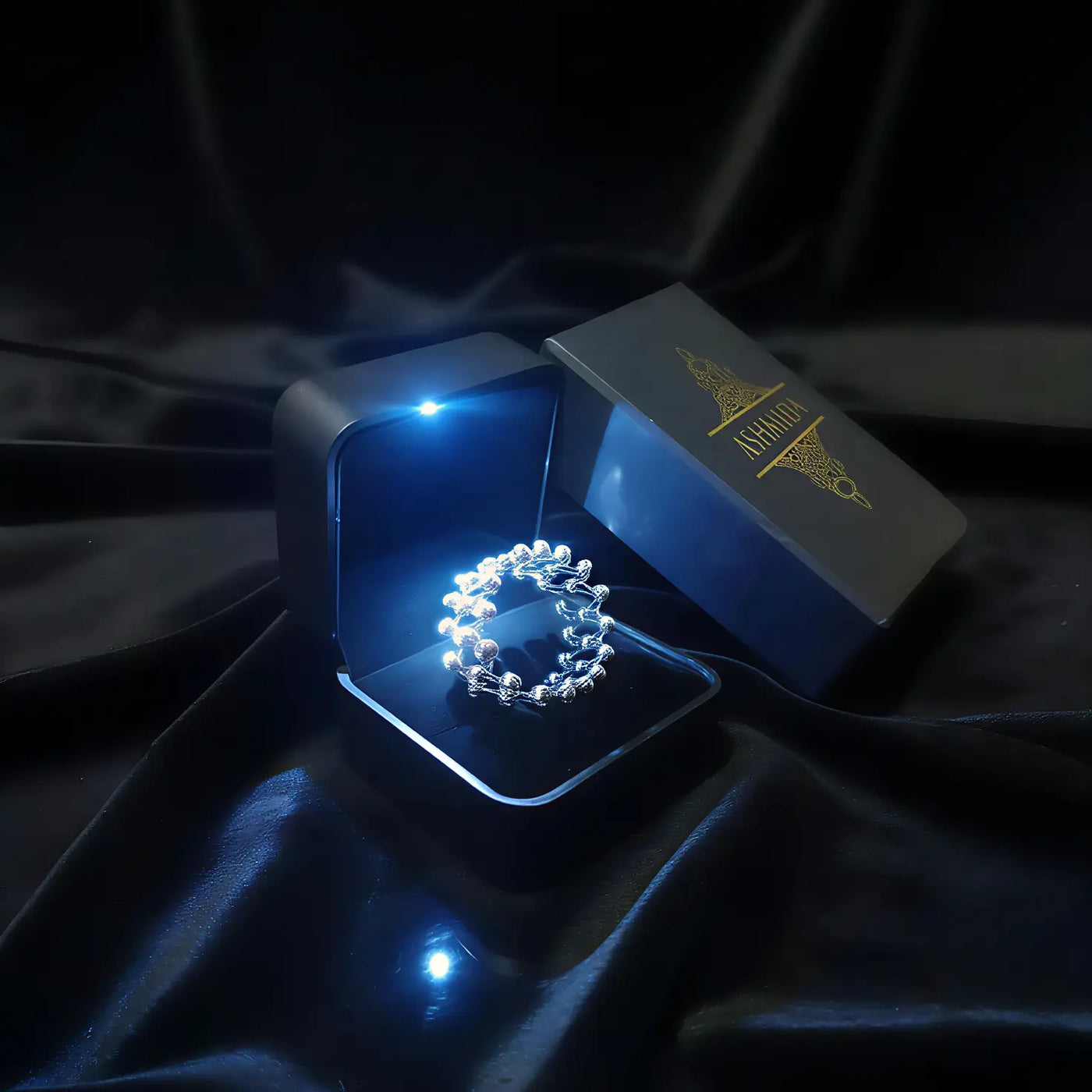 AshmidA 2-in-1 Magic Ring Bracelet in Luxury LED Light Box - Best Anniversary Gift Pakistan