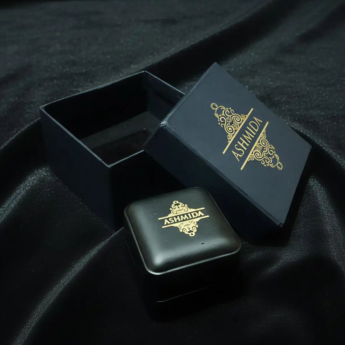 AshmidA Premium Gift Packaging - Black Diamond Box Edition with Gold Logo